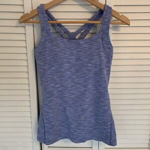 Lucy‎ Tech Knit Tank Top Blue Spacedye Small? Built In Bra Workout Activewear